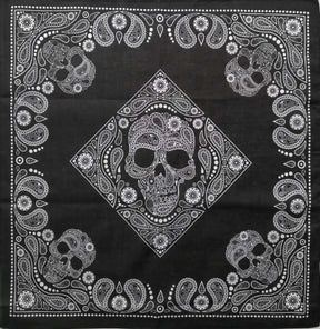 Bandanas mandala en coton à imprimé tête de mort et cachemire pour femme, motif géométrique, carré, foulard, couvre-chef, serre-tête
