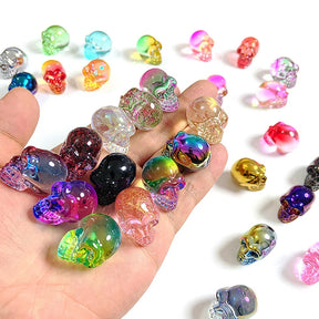 Mini statues de tête de mort en cristal de 2,5 cm, figurines de crâne transparentes en verre K9 galvanisé, accessoires de photographie colorés, décoration, 1 pièce - VALDIS™