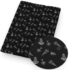 Tissu en polyester et coton motif crâne d'Halloween, 50 x 145 cm, bricolage, rideau motif cerveau noir, couture radiographie, matelassage, travaux d'aiguille
