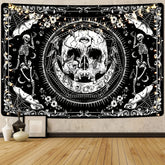 Tapisserie murale motif tête de mort mandala, style bohème, effet peau de pêche, pour salon, chambre à coucher, dortoir, décoration d'intérieur - VALDIS™