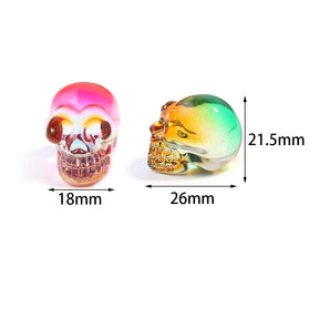 Mini statues de tête de mort en cristal de 2,5 cm, figurines de crâne transparentes en verre galvanisé coloré, accessoires de photographie, décoration, 1 pièce - VALDIS™