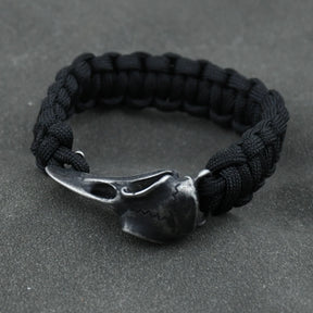 Bracelet Corbeau Tête de mort en corde paracorde slave, Motif Odin Raven pour homme, accessoire de fête punk, motard, crane rock, rune nordique
