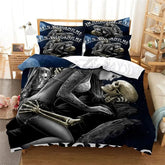 Housse de couette 3 pièces motif tête de mort rose pour la Saint-Valentin, parure de lit imprimée tête de mort en 3D, idéale pour les amoureux, idéale pour la literie, idéale pour la chambre d'un adulte - VALDIS™