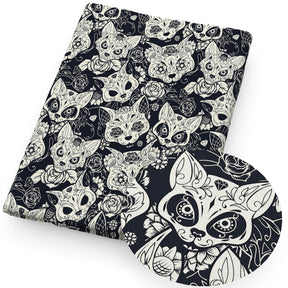 Tissu en polyester et coton pur motif tête de mort et fantôme pour Halloween, 50 x 145 cm, pour couture, matelassage, travaux d'aiguille et bricolage - VALDIS™