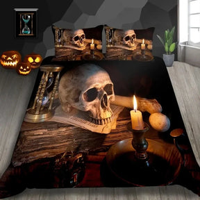 Parure de lit avec housse de couette et taies d'oreiller motif squelette pour enfants, décoration de chambre d'Halloween, adolescents et adultes
