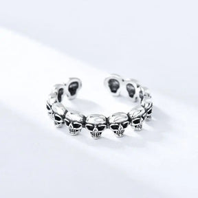 Bagues ajustables en argent sterling 925 avec tête de mort pour femme, bijoux de mariage vintage, livraison directe