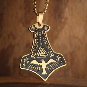 Collier avec pendentif tête de mort et corbeau de style nordique rétro pour homme, bijou personnalisé, amulette porte-bonheur, cadeau