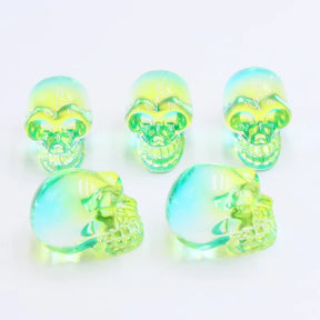 Mini statues de tête de mort en cristal de 2,5 cm, figurines de crâne transparentes en verre K9 galvanisé, accessoires de photographie colorés, décoration, 1 pièce - VALDIS™