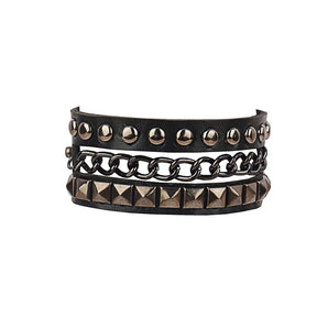Bracelet tendance Punk Rivet Nightclub, bracelets tête de mort, bracelet en acier inoxydable, bijoux gothiques à plusieurs niveaux, vente en gros