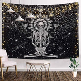 Tapisserie murale Soleil Lune mandala  Crâne Noir, Tapisserie murale ancienne, Tapisserie hippie sorcellerie, Tapisserie psychédélique - VALDIS™