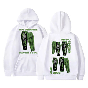 Sweat à capuche surdimensionné style Pull gothique vintage pour homme et femme, motif squelette, style rock band, type O Negatif - VALDIS™