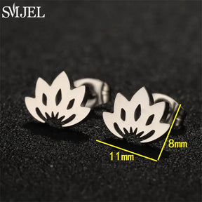 Boucles d'oreilles en acier inoxydable doré pour femmes, minimalistes, motif feuille, crâne, chat, papillon, abeille, bijoux tendance, cœur, musique, clous d'oreilles - VALDIS™
