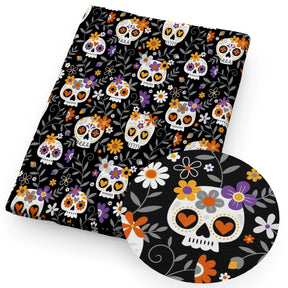 Tissu imprimé au mètre, Halloween en polyester pur coton, motif tête de mort, chat, pour patchwork, couture, matelassage, travaux d'aiguille
