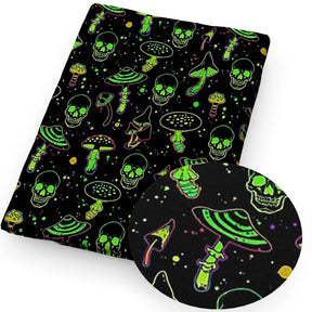 Tissu en polyester et coton motif crâne d'Halloween, 50 x 145 cm, motif cerveau noir, couture radiographie, matelassage, travaux d'aiguille, bricolage, rideau