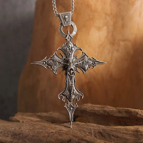 Collier avec pendentif croix et tête de mort gothique rétro, bijou personnalisé pour homme, style punk chrétien, exorcisme