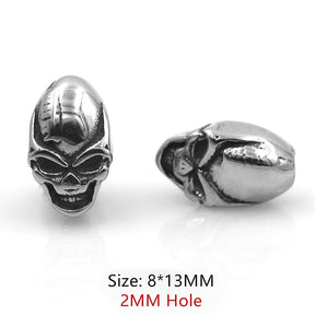 Perles tête de mort style punk en acier inoxydable 316L, trou de 2 à 5 mm, breloques pour hommes, bracelets à ficelle, fabrication de bijoux