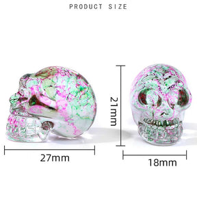 Mini statues de tête de mort en cristal de 2,5 cm, figurines de crâne transparentes en verre K9 galvanisé, accessoires de photographie colorés, décoration, 1 pièce - VALDIS™