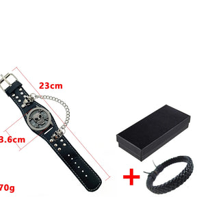Montre classique à rabat élégante avec tête de mort et maillons style punk rock. Montres très cool pour hommes, cadeaux d'anniversaire et de nouvel an.