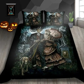 Parure de lit avec housse de couette et taies d'oreiller motif squelette, décoration de chambre d'Halloween pour enfants, adolescents et adultes