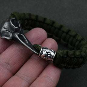 Bracelet Corbeau Tête de mort en corde paracorde slave, Motif Odin Raven pour homme, accessoire de fête punk, motard, crane rock, rune nordique