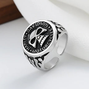 Bague rétro style motard pour homme, couleur argent, style punk, gothique, rock, hip-hop, ouverte, faite à la main, bijoux de créateur, accessoires de motard, cadeau