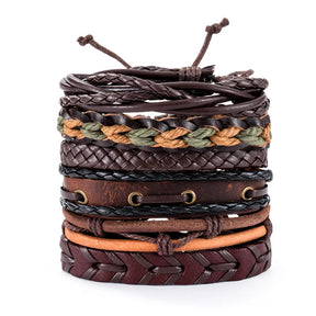 1 Bracelet tendance Viking pour homme, bracelet à main tissé, tête de mort, bijoux à main, ensemble réglable en cuir