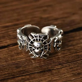 Bague tête de mort rétro, style gothique, ouverte, pour homme et femme, style punk