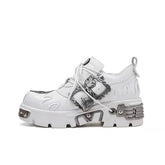 Bottes de moto en cuir de vache pour hommes, chaussures rock vintage sculptées à la flamme, nouvelles chaussures punk, chaussures basses à plateforme en métal, bottes d'extérieur 48 - VALDIS™