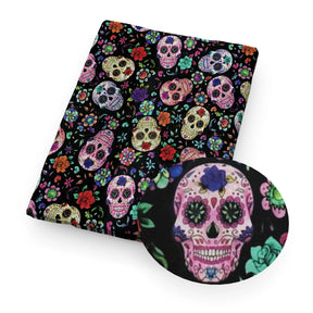 Tissu imprimé Halloween en polyester pur coton, motif tête de mort, chat, au mètre, pour patchwork, couture, matelassage, travaux d'aiguille