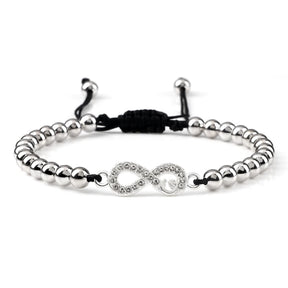 Bracelet à breloques en cuivre avec tête de mort et perles, fait à la main, pavé de zircones cubiques, squelette, cristal, réglable, style punk, bijoux pour femmes et hommes