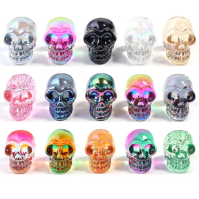 Mini statues de tête de mort en cristal de 2,5 cm, figurines de crâne transparentes en verre galvanisé coloré, accessoires de photographie, décoration, 1 pièce - VALDIS™