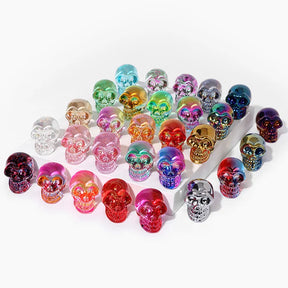 Mini statues de tête de mort en cristal de 2,5 cm, figurines de crâne transparentes en verre K9 galvanisé, accessoires de photographie colorés, décoration, 1 pièce - VALDIS™