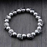 Bracelet tête de mort en perles pour homme, style rétro, punk, gothique, hip-hop, rock, moto, bijoux, cadeau