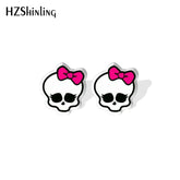 Boucles d'oreilles à tige en résine acrylique et époxy, motif tête de mort, tendance Halloween 2024, bijoux faits main, cadeaux pour amis - VALDIS™