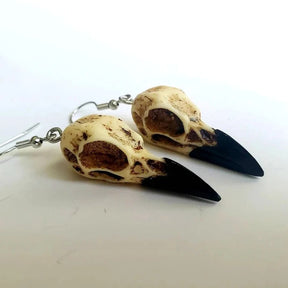 Boucles d'oreilles 3D en forme de crâne de corbeau, réplique en résine, pour femmes, cadeaux de fête d'Halloween, cadeau wiccan