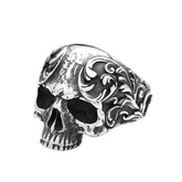 Bague vintage en acier inoxydable avec tête de mort et fleur pour homme et femme, style punk et motard, bijou amulette unique, cadeau, livraison directe