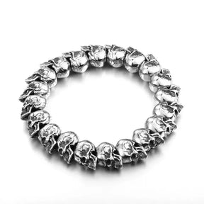 Bracelet tête de mort en perles pour homme, style rétro, punk, gothique, hip-hop, rock, moto, bijoux, cadeau