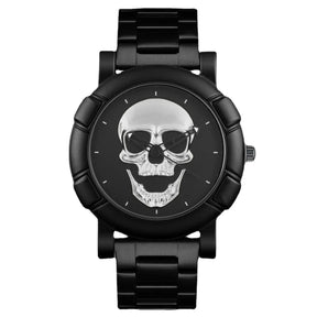 Montres à quartz de sport tendance pour hommes, marque de luxe, tête de mort 3D, acier inoxydable, style Steampunk Rock