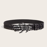 Ceintures de créateur pour femmes, marque de luxe de haute qualité, style punk gothique, rivets noirs, unisexe, pour hommes, ceinture avec boucle tête de mort - VALDIS™