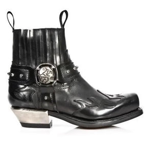Bottes tète de mort Chelsea de cowboy western à décor de crâne, couleur noir et marron, bottes de moto pour hommes, bottes courtes rétro à bout carré, chaussures vintage - VALDIS™