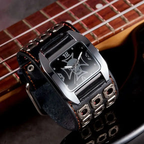 Montre pour homme, montre-bracelet de sport, montre militaire, cadran carré, style punk, crâne, mode, belle horloge à quartz