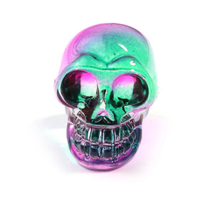 Mini statues de tête de mort en cristal de 2,5 cm, figurines de crâne transparentes en verre galvanisé coloré, accessoires de photographie, décoration, 1 pièce - VALDIS™